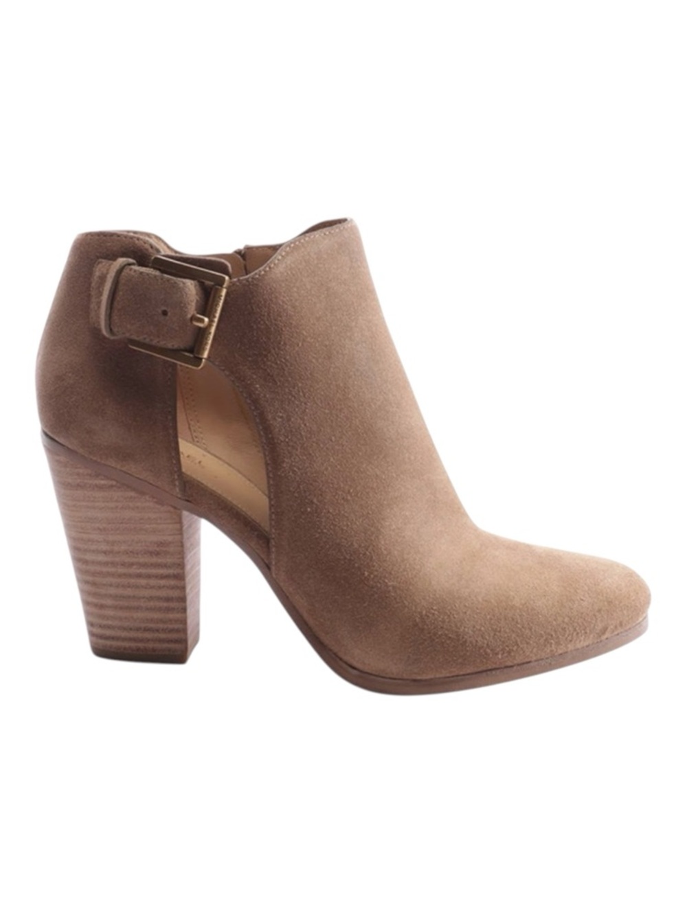 Michael Kors Women's Suede Heeled Zippered Booties in Desert Size 6